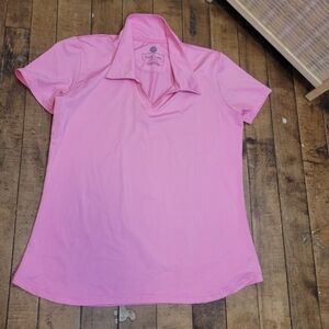 Ana Clare Women's Classic Pink Collared Short Sleeve Golf Shirt Medium